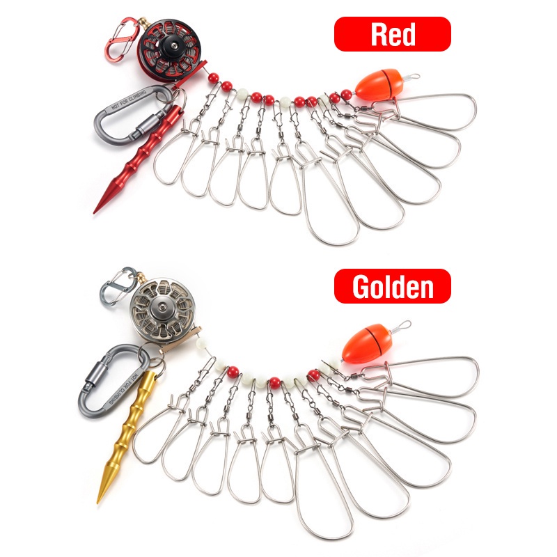 Lockfish Buckle 8M Steel Wire Rope Fishing Lock Buckle 1 Set 32Cm/195G 10 Stainless Steel Snaps Fishing Gear Fish Float Fishing Accessories