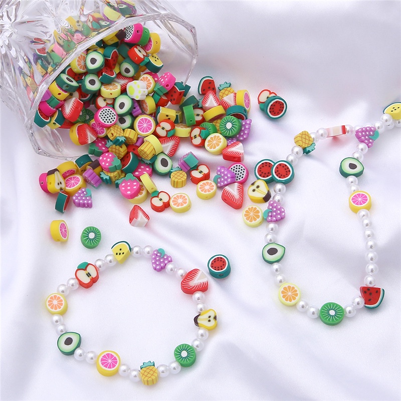 30 PCS Soft Pottery Fruit Bead Spacer Beads Untuk Membuat Perhiasan DIY