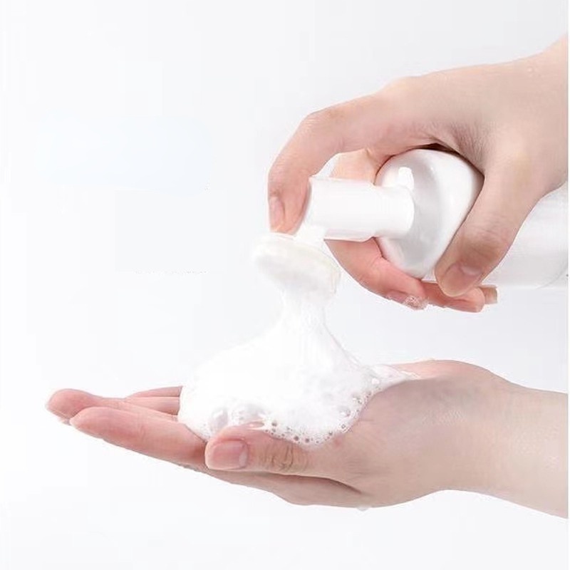 1pc Facial Cleanser Foaming Pump Bottles With Silicone Brush Head for Face Cleaning