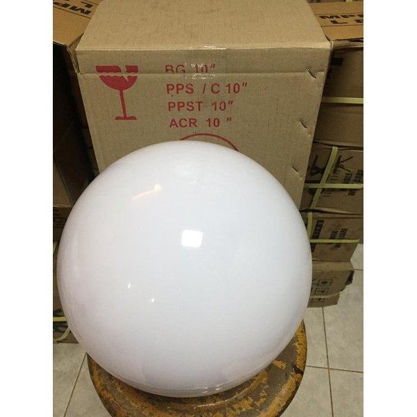 LAMPU TAMAN BOLA BAHAN PPS / FIBER 10 INCH / 25CM SUSU