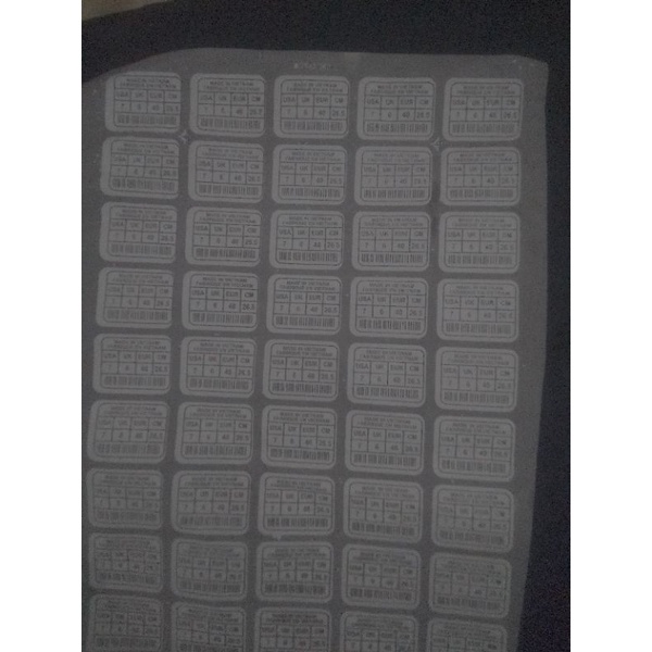 label size sepatu gosok  isi 5 lembar ,uk 39s/d43