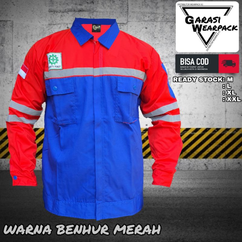 wearpack safety atasan/baju kerja proyek/ lengan panjang /APD K3 safety first/ original realpict