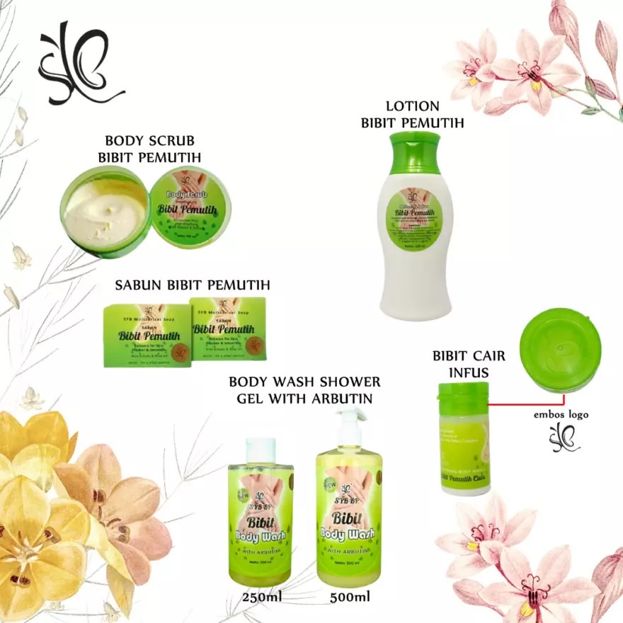 SYB Bibit Pemutih Lotion Scrub Body Wash Sabun Batang In-Fuse Whitening Bibit Cair (VH)
