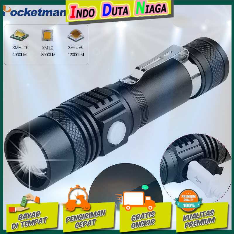 IDN TOOLS - TaffLED Senter LED USB Rechargeable XML-T6 6200 Lumens 10W - P15