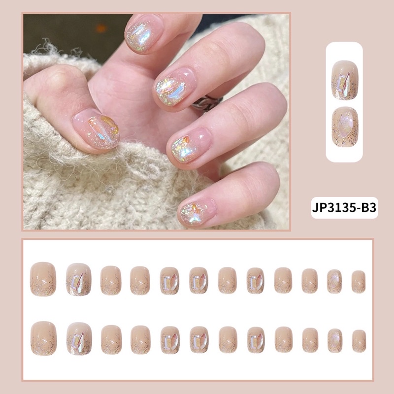 Kuku Palsu 【B109，lem cair】Nikah kuku Wedding False Nailart Pengantin Tangan