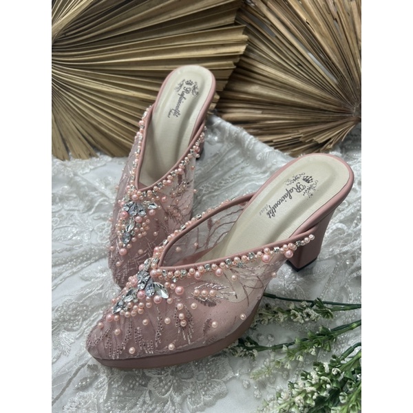 sepatu wanita wedding pesta Alena dusty peach 9cm tahu