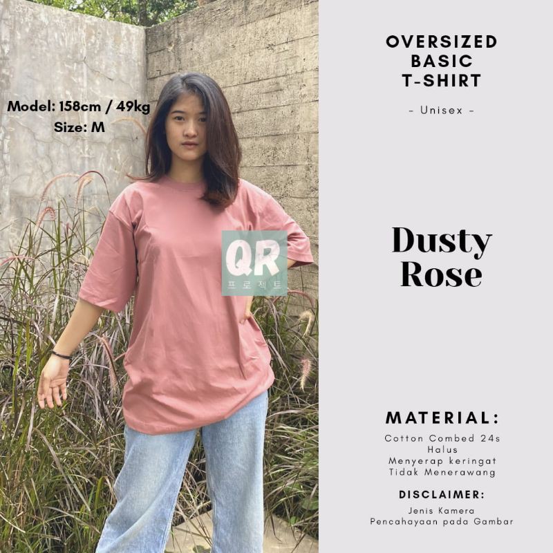 KAOS POLOS OVERSIZE UNISEX COTTON COMBED 24S PREMIUM OVERSIZED TSHIRT-Dusty rose