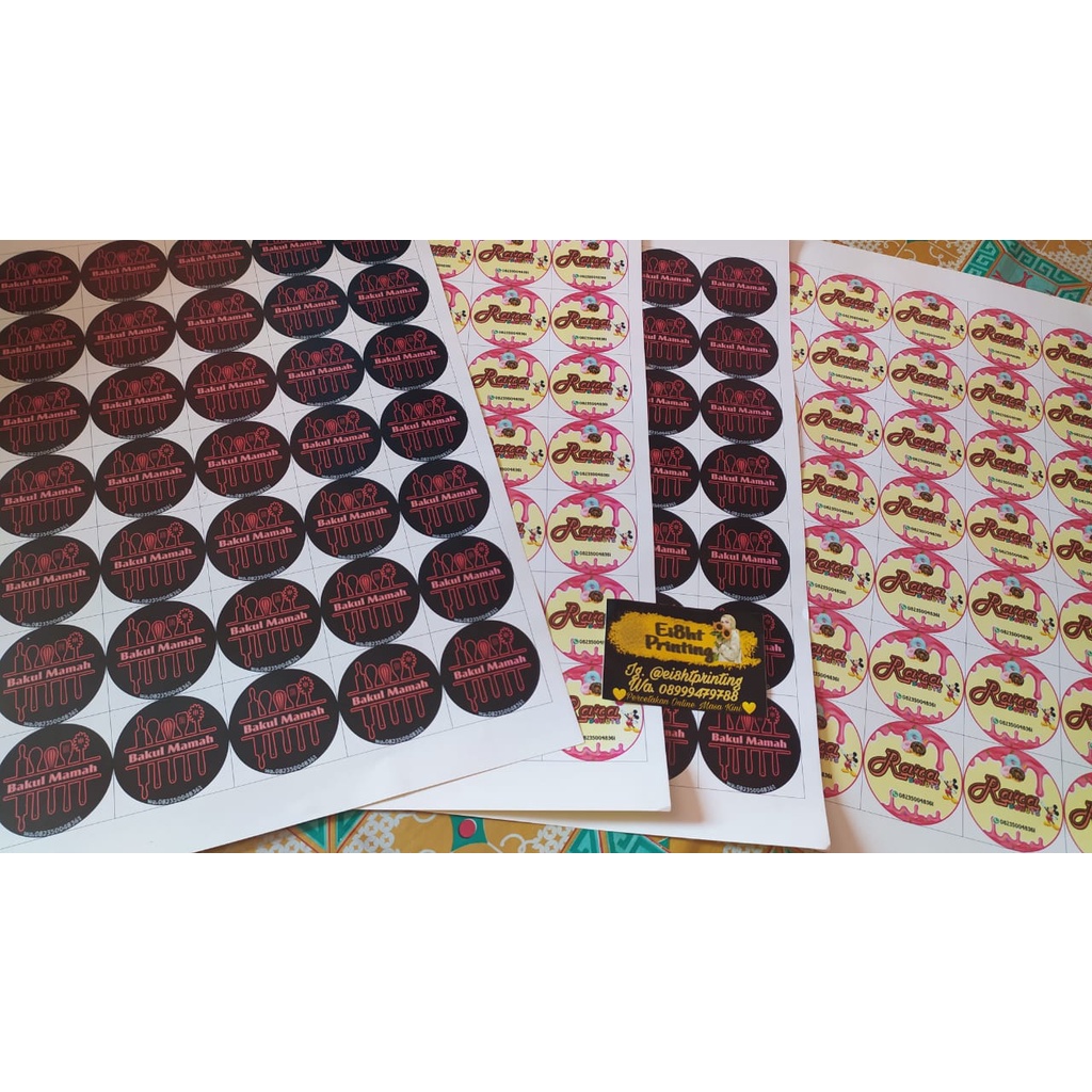 

Cetak Stiker Custom Label Kemasan Makanan [CHROMO] perlembar A3+ / laminasi