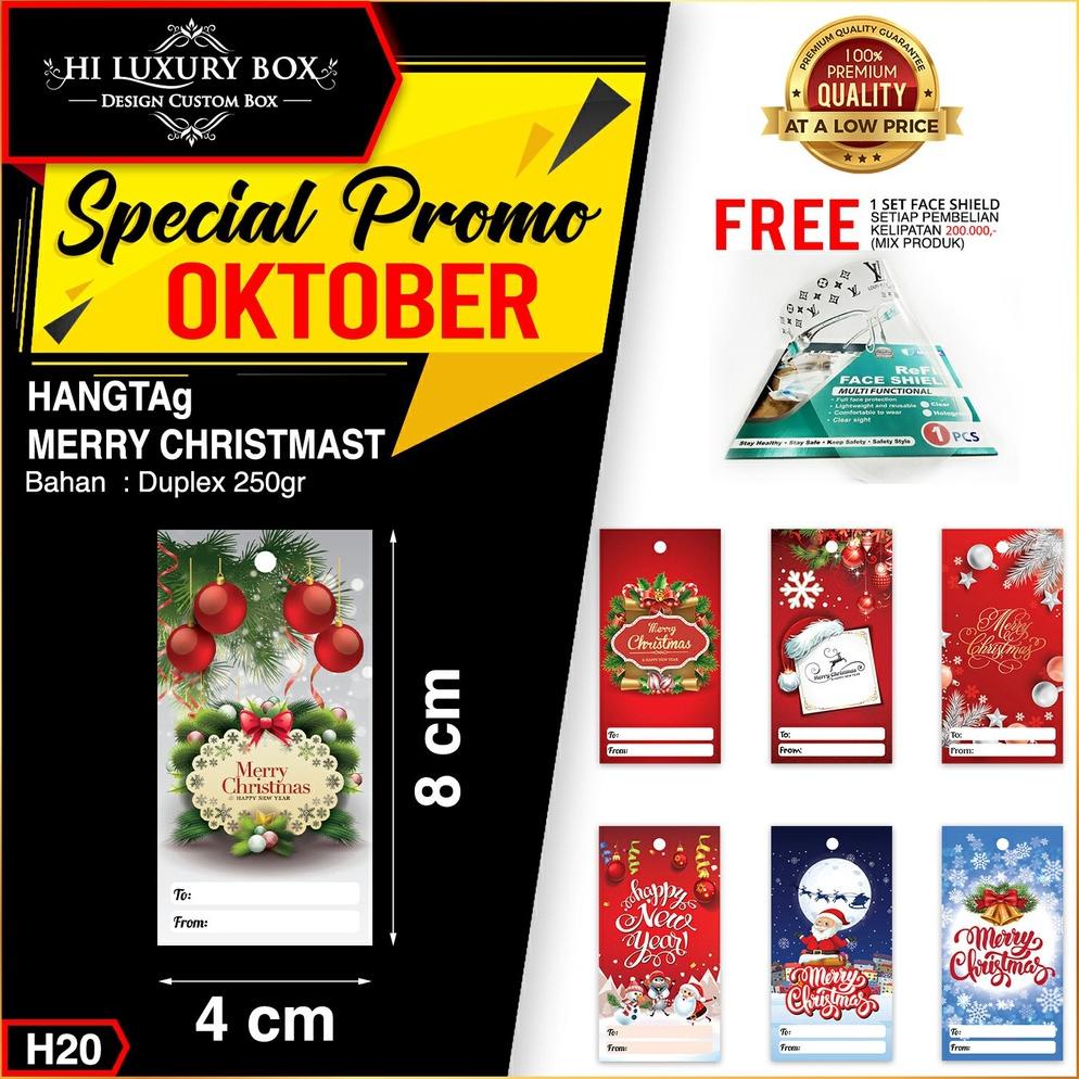 

HANG TAG | LABEL BAJU | HANGTAG NATAL | DUPLEX | MURAH | 8X4 MERRY CHRISTMAS H20 TERBARU