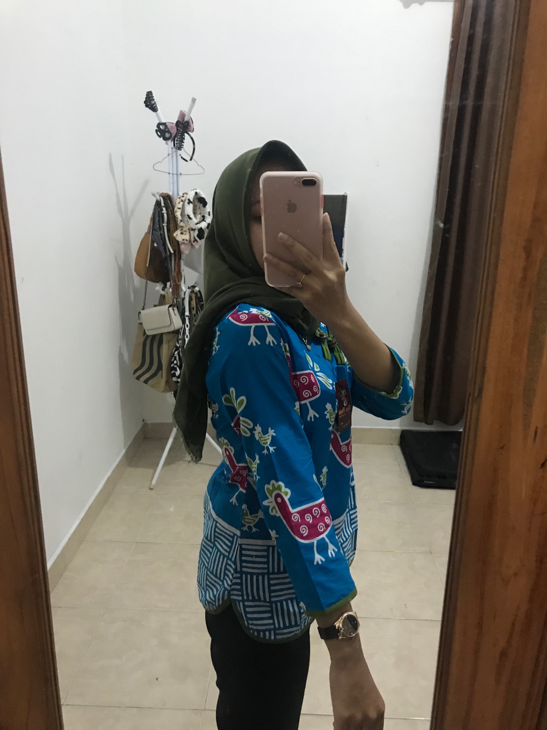 Blouse Batik Wanita Atasan Motif Ayam Warna Tosca  Size  S-m-l-xl-xxl-3l-4l-5l-