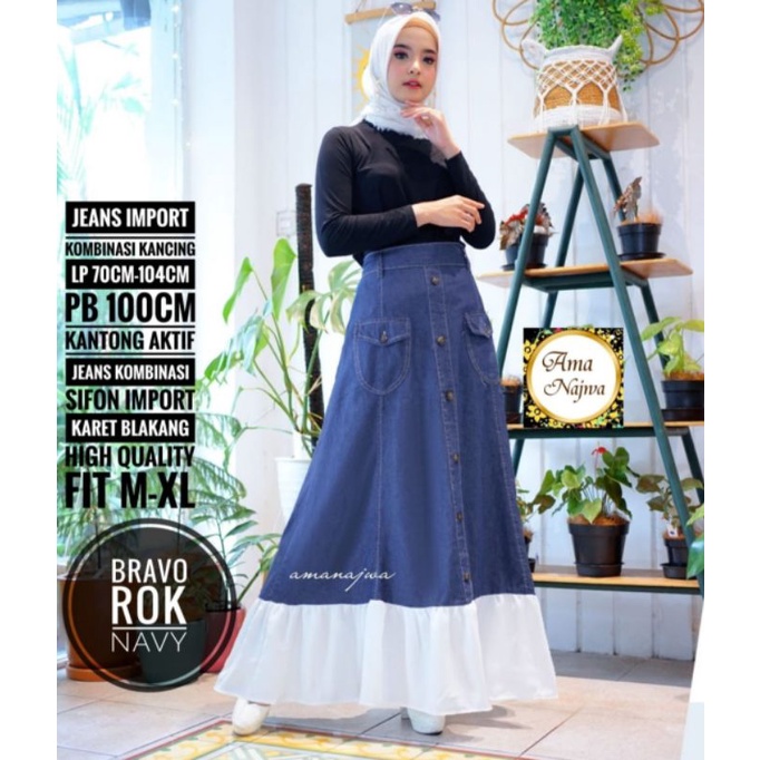 ROK JEANS PANJANG WANITA MODEL BARU BAWAHAN PEREMPUAN KEKINIAN  WANITA DEWASA  JEANS TERMURAH TERBAR