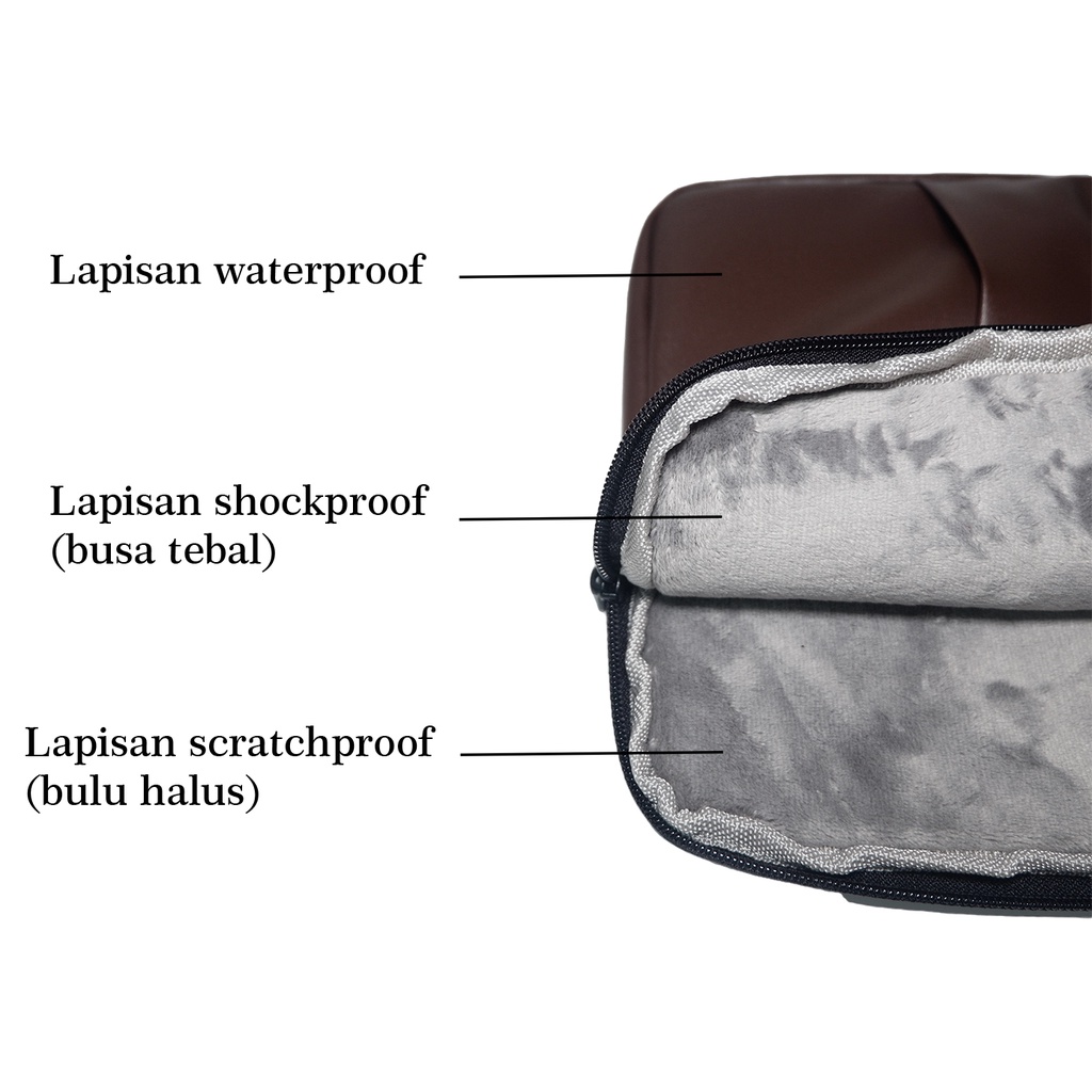 TAS SLEEVE CASE LAPTOP KULIT CLUTCH LEATHER BAG DOMPET ANTI AIR WATERPROOF SHOCKPROOF MACBOOK AIR PRO TOUCH ID TOUCHBAR M1  11 12 13 14 15 inch