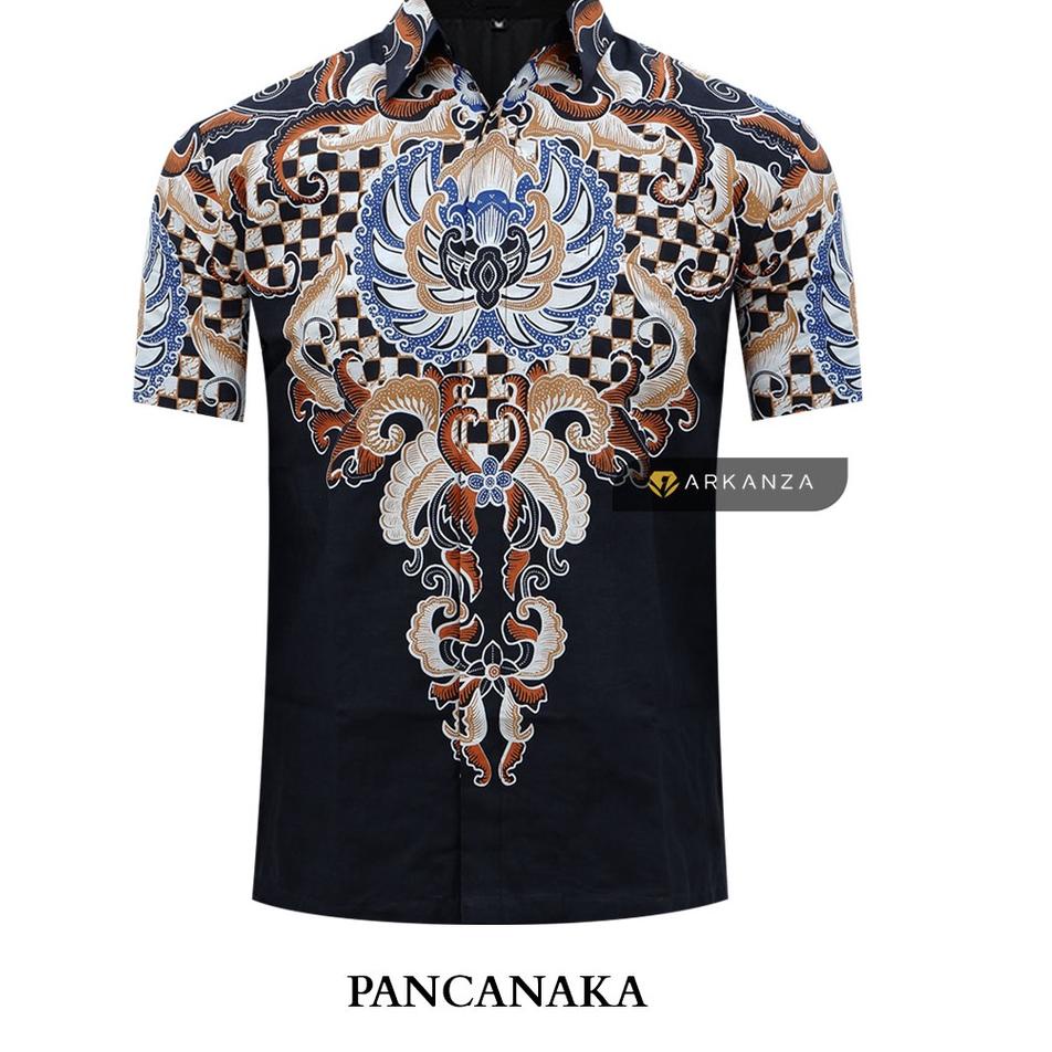 (VIRAL) BATIK ARKANZA Motif PANCANAKA Hem Atasan Kemeja Baju Batik Pria Cowok Laki Laki Slimfit Full