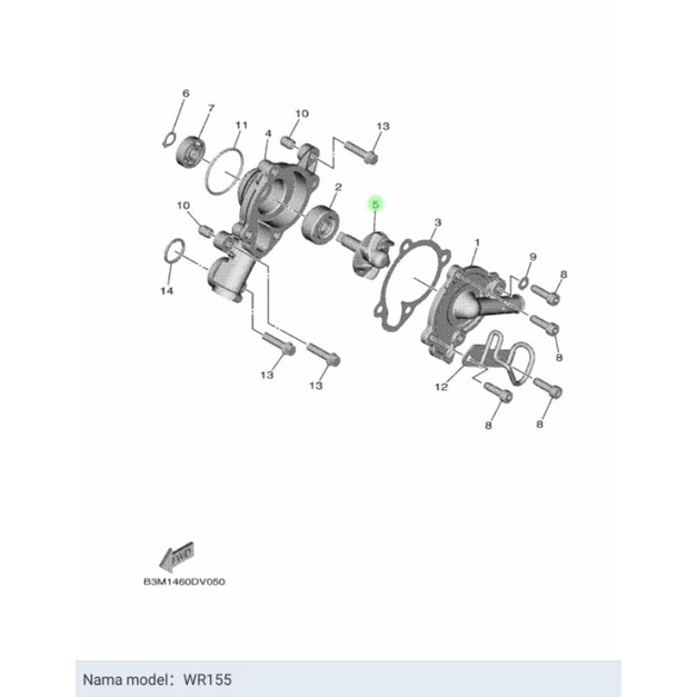 IMPELLER SHAFT KIPAS WATER PUMP NMAX WR155 WR 155 AEROX VIXION R BT3 ASLI ORI YAMAHA 2DP E2450 00