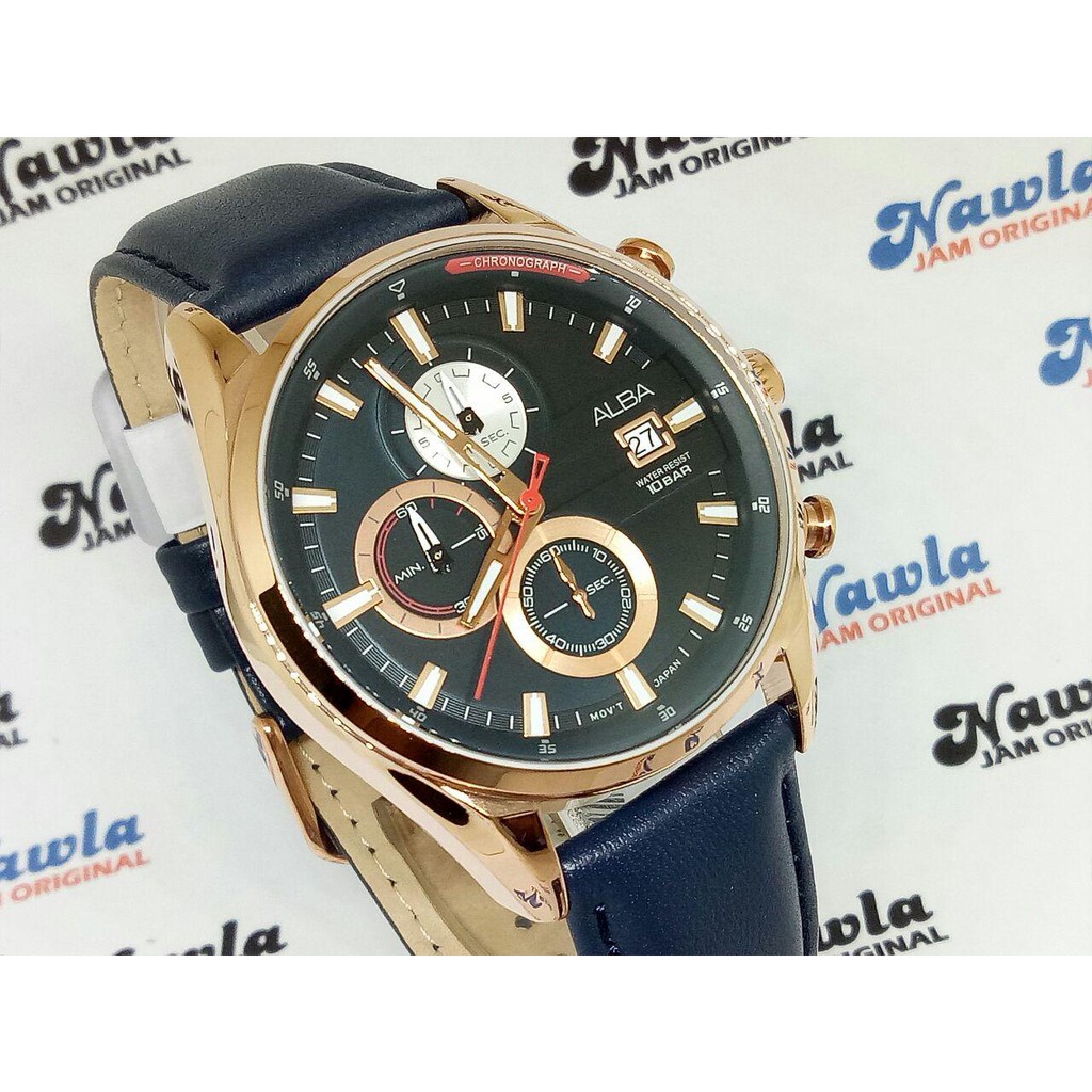 Alba Quartz AM3584X1 Chronograph Dark Blue - Jam Tangan Pria AM3584