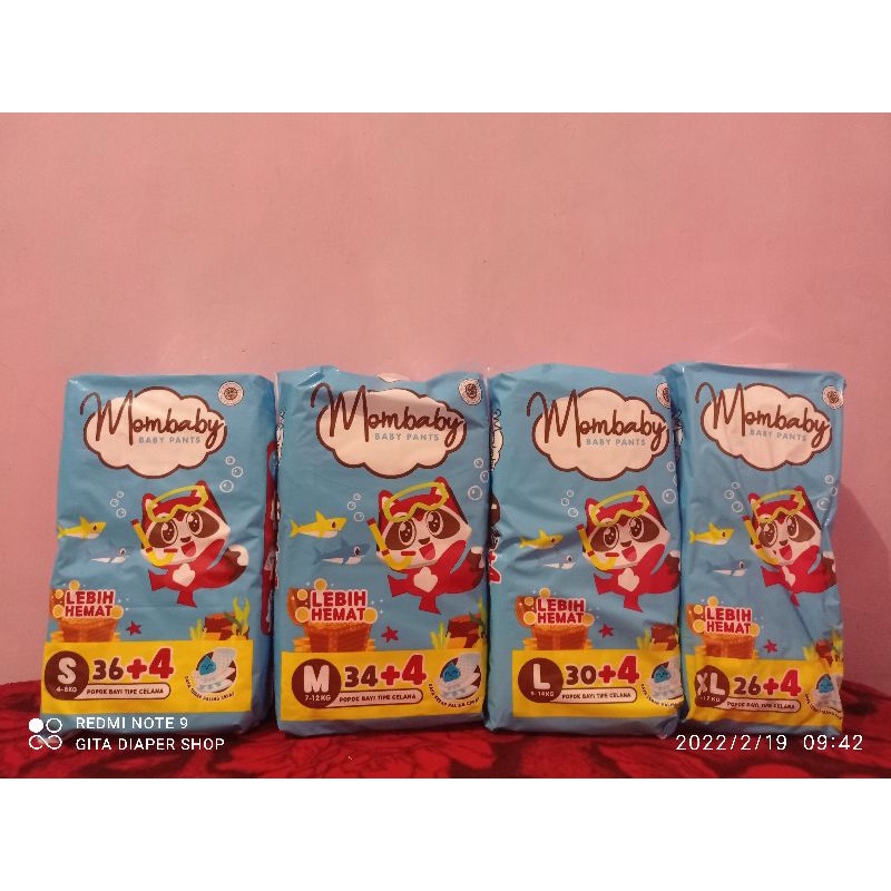 Mombaby S 36+4, M 34+4, L 30+4, XL 26+4
