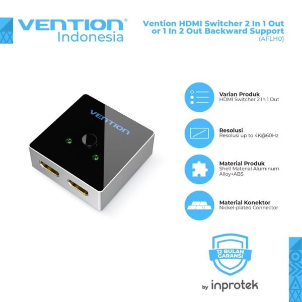 Vention HDMI Switcher 2 In 1 Out / 1 In 2 Out Backward Support - AFLH0