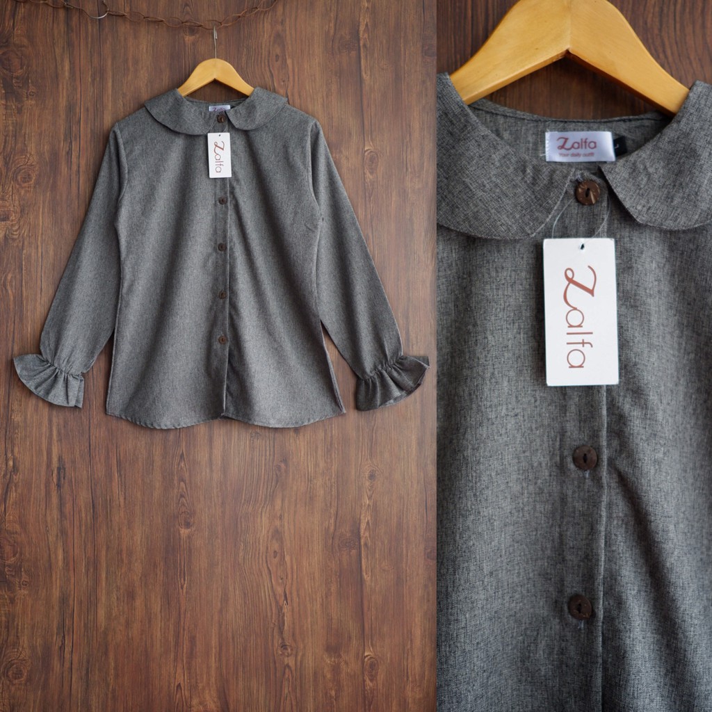 BLOUSE MEDINA by ZALFA OUTFIT / blouse wanita murah / blouse kekinian-Charcoal
