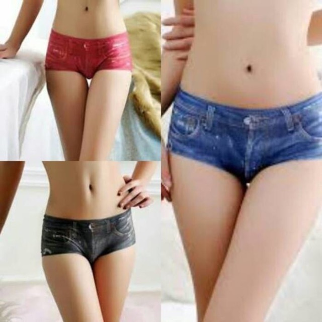 Celana dalam panty panties cd motif jeans 3d seamless tampa jahitan