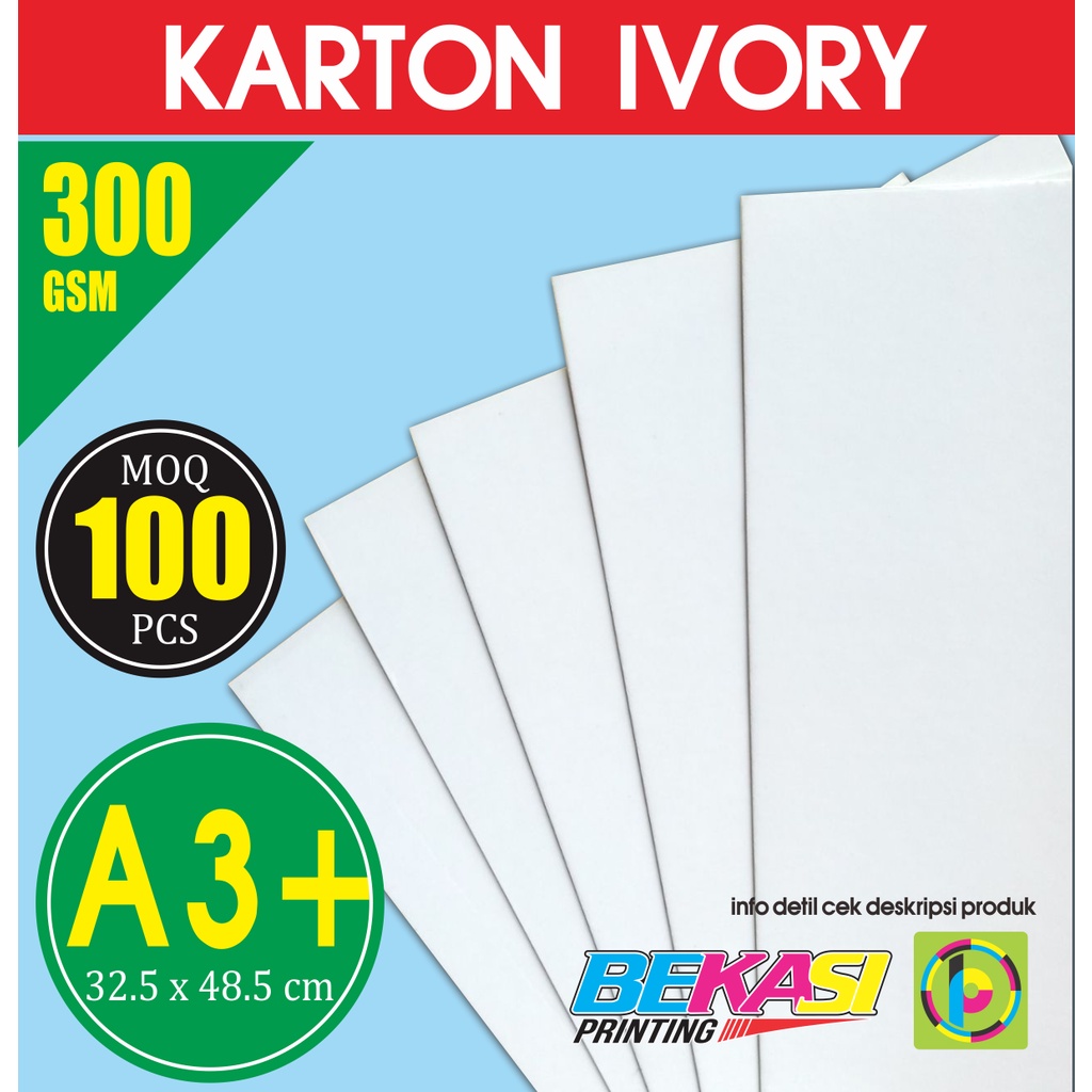 

Karton Carton IVORY 300 GSM Ukuran A3+ 32.5x48.5 cm isi 100 Lembar