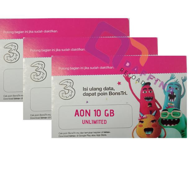 Harga Spesial-351  Paket Data Three AON 10 GB Unlimited / Paket Internet Tri Aon 10 GB