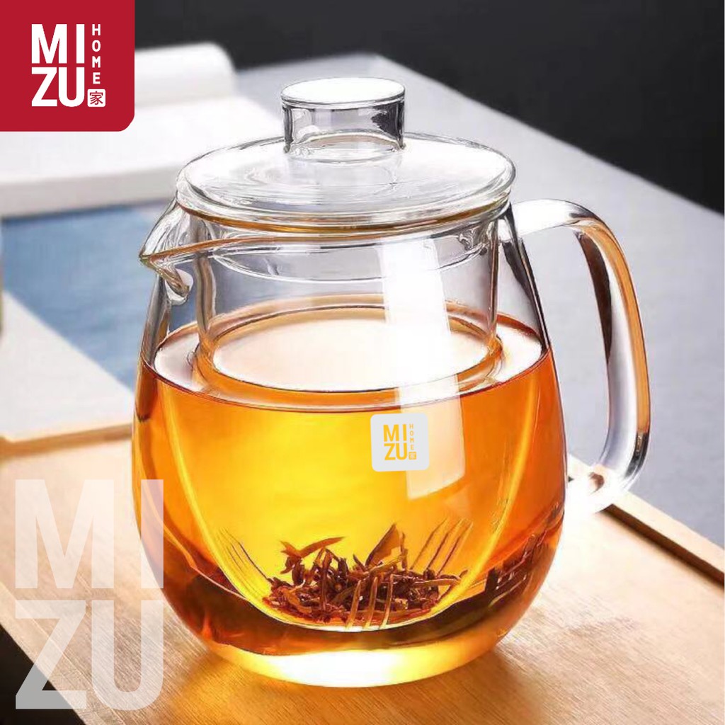 MIZU HARIBIN Glass Infuser Teapot 700ml Cangkir Teko Teh Kaca 2in1 Pyrex Borosilicate Dual Fungsi-1
