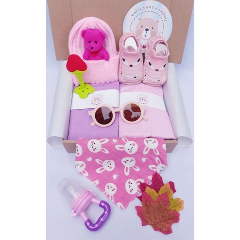BB1 -  Hampers Bayi / Baby Hampers / Newborn Baby Gift Set / Baby Gift / Kado Bayi / Kado Lahiran / Kado Anak lahir / kado anak / hadiah kelahiran-Double pink purple