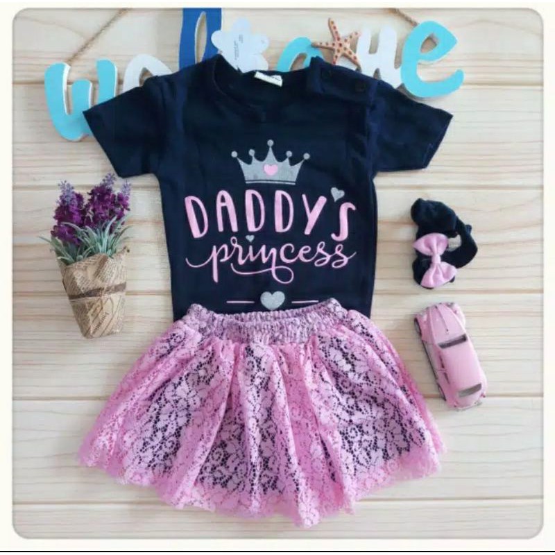  Baju  setelan jumper rok brukat bandana anak perempuan  