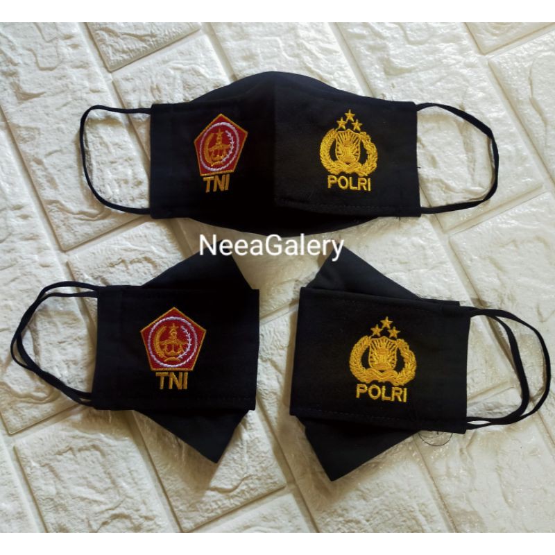 MASKER TNI POLRI BORDIR MODEL 3D