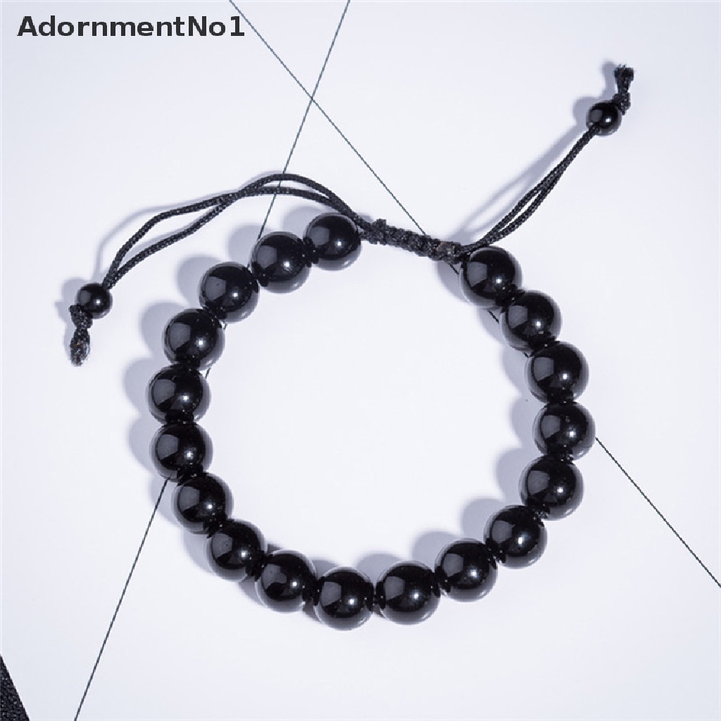 (AdornmentNo1) Gelang Tangan Batu Obsidian Bulat Untuk Kesehatan / Menurunkan Berat Badan