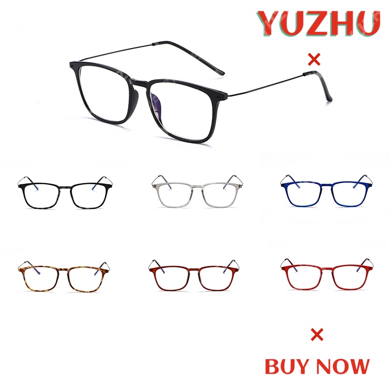 (YUZHU) Bayar di Tempat Korean Retro Square TR90 Frame Kacamata Wanita/Pria Anti Blue Eyeglasses