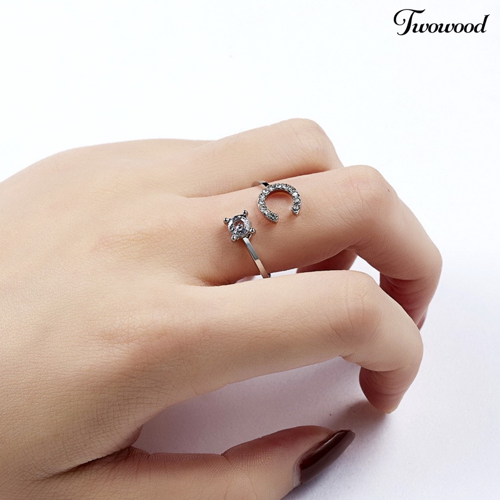 Twowood Ring Opening A-Z Letter Golden Adjustable Finger Ring for Daily Wear