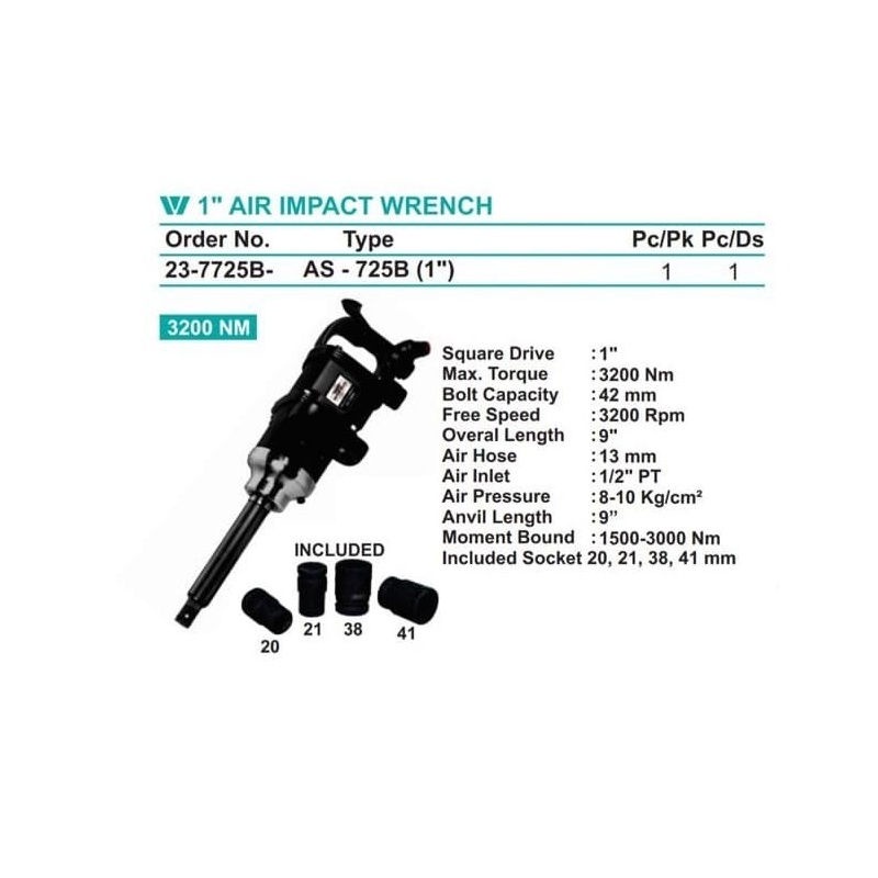 WIPRO 1 inch AIR IMPACT WRENCH AS-725B - Alat buka baut