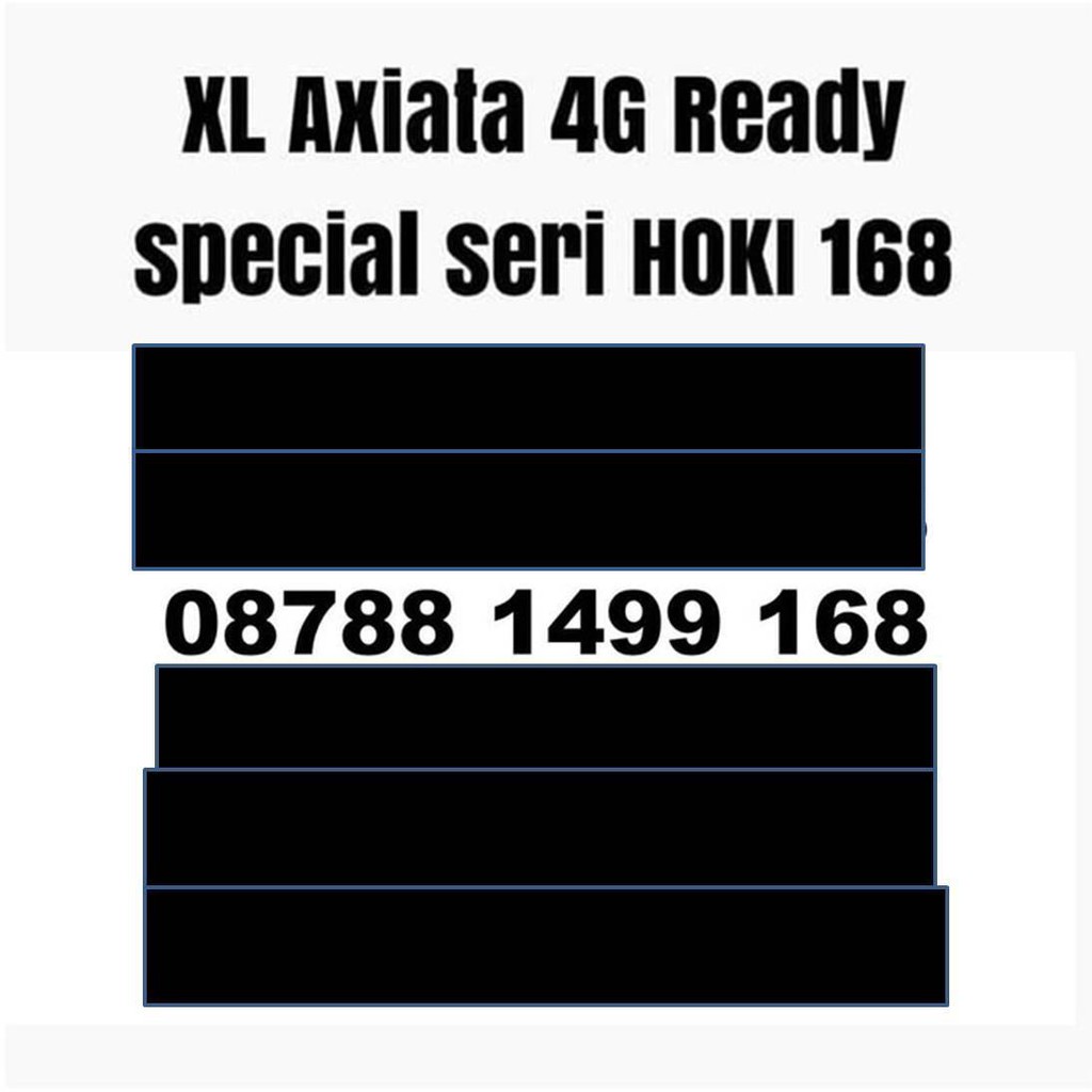 Kartu perdana nomer cantik nomor XL Axiata 4G seri yi lu fa hoki 168