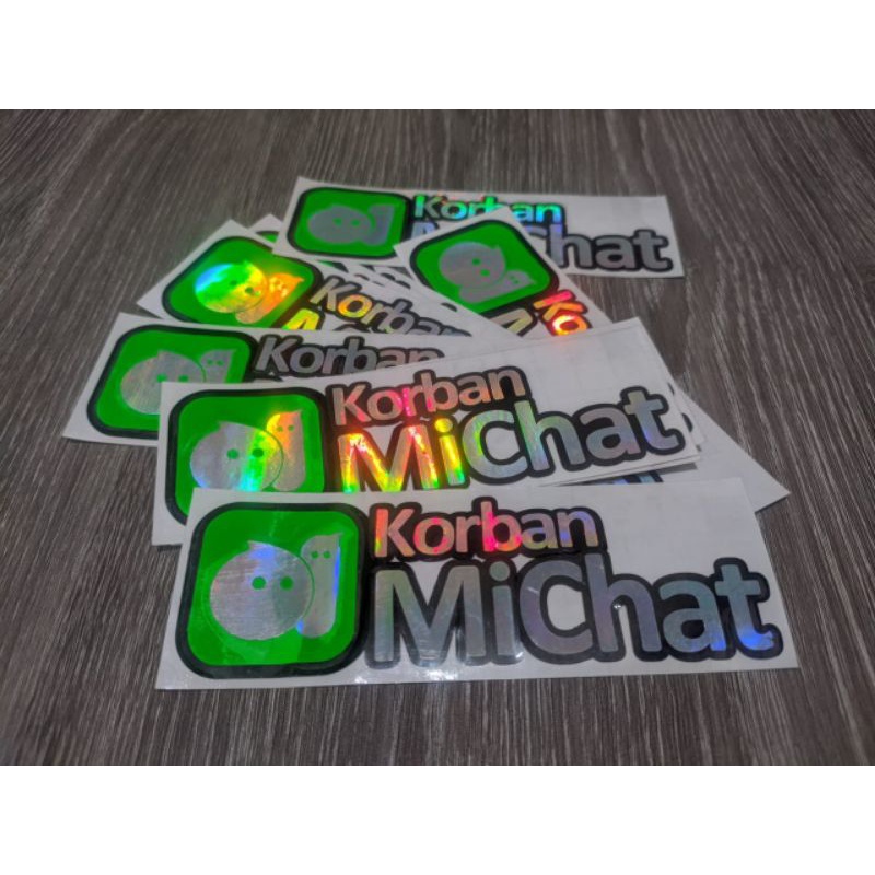 sticker hologram viral korban michat