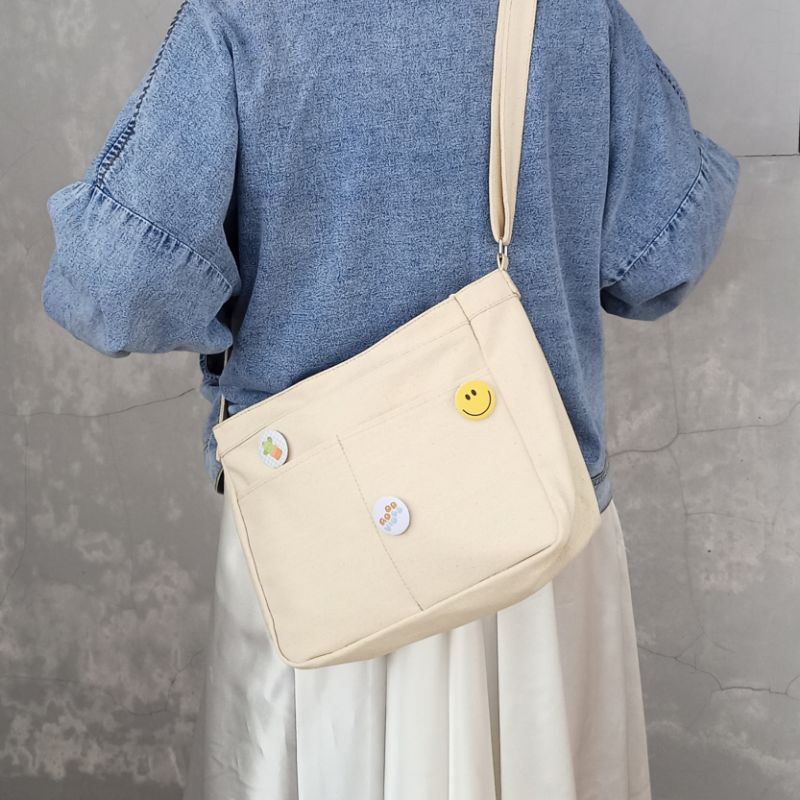 Calya Slingbag | Slingbag Kanvas | Shoulder bag canvas | Tas korea | Tas selempang