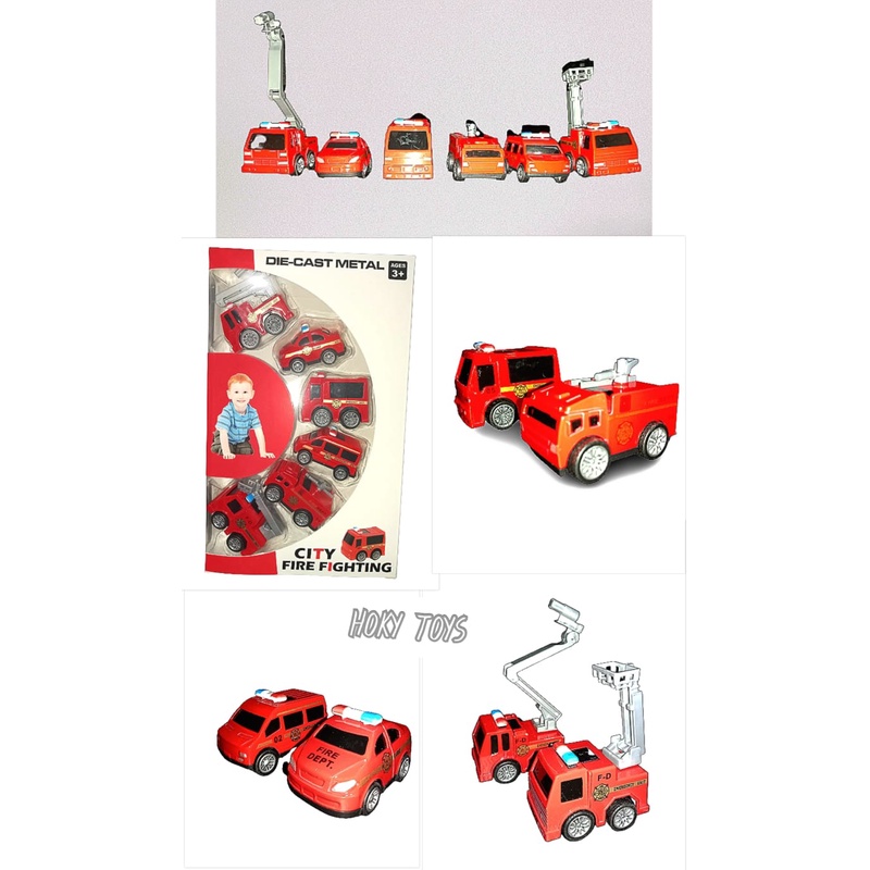 DIECAST Set Pemadam Damkar 6 Pcs Metal Car