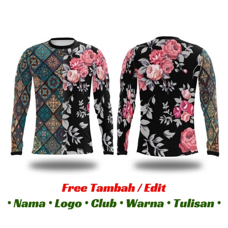 Jersey Sepeda Wanita Custom | Baju Sepeda | Kaos Gowes Wanita Lengan Panjang | BATIK BUNGA