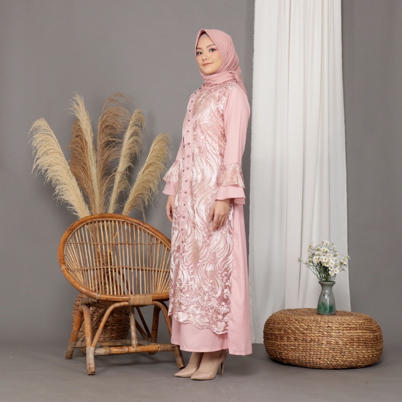 Gamis 9295 Bolero Buka Pintu Brukat Tile Tutu Remaja Dewasa Seragam Pesta Wanita Muslim All Size