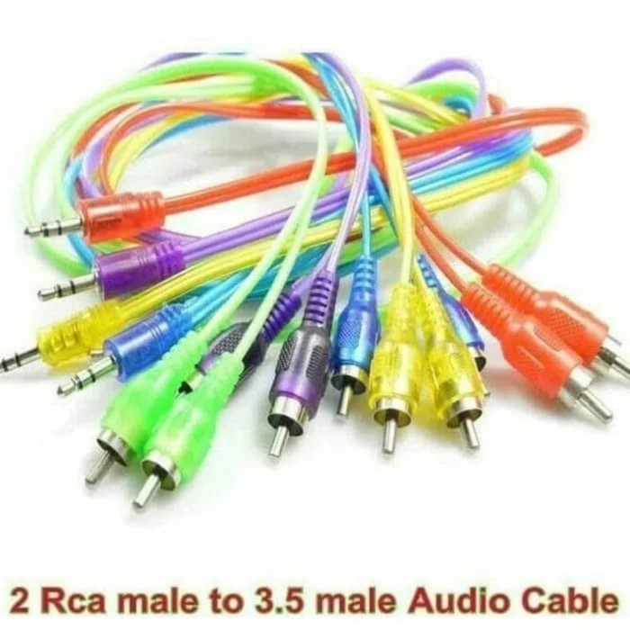 Kabel Aux TRANSPARAN to RCA Audio 2in1 2 in 1 Kabel RCA Solid Grosir