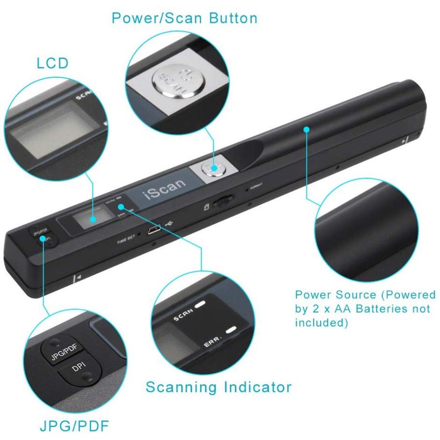 iScan 900 DPI Portable Scanner Handyscan A4 Photo Scan Skypix Killer - Hitam