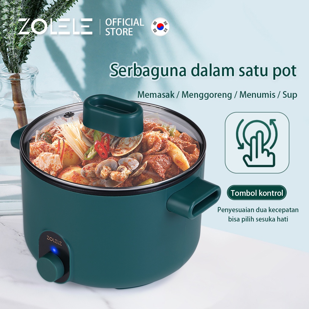 ZOLELE Panci Listrik Multifungsi 3 In 1 Electric Cooker Pot Panci Presto Penanak Nasi Cooker Magiccom Low Carbo Kecil Portable Digital Non Stick Steamer Food Cooker Fry Pan Kukus Deep Fryer Steamer ZC002