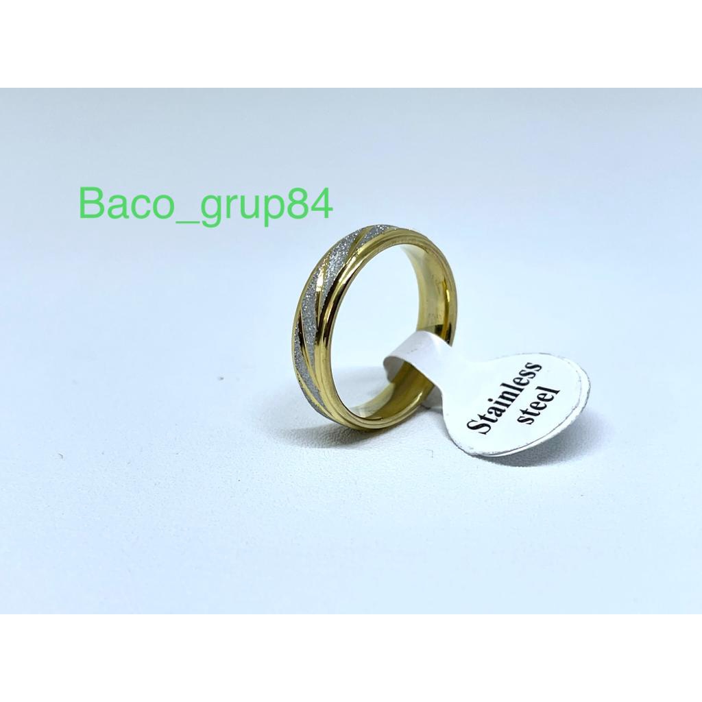 Cincin Titanium Pasir Gold Miring 07 Cincin Tunangan Cincin Pernikahan Anti Karat Awet Lama