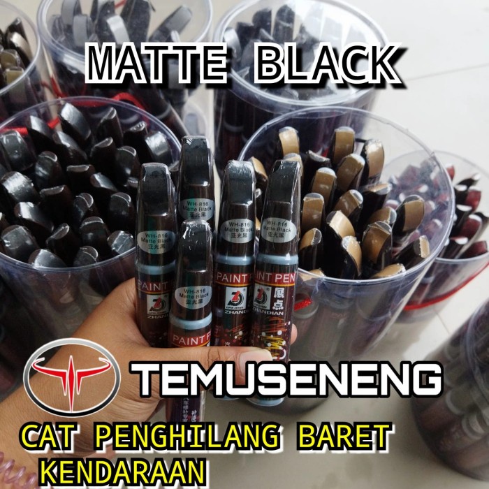 Black Matte Hitam Doff Spidol Cat Mobil Motor Penghilang Lecet Baret