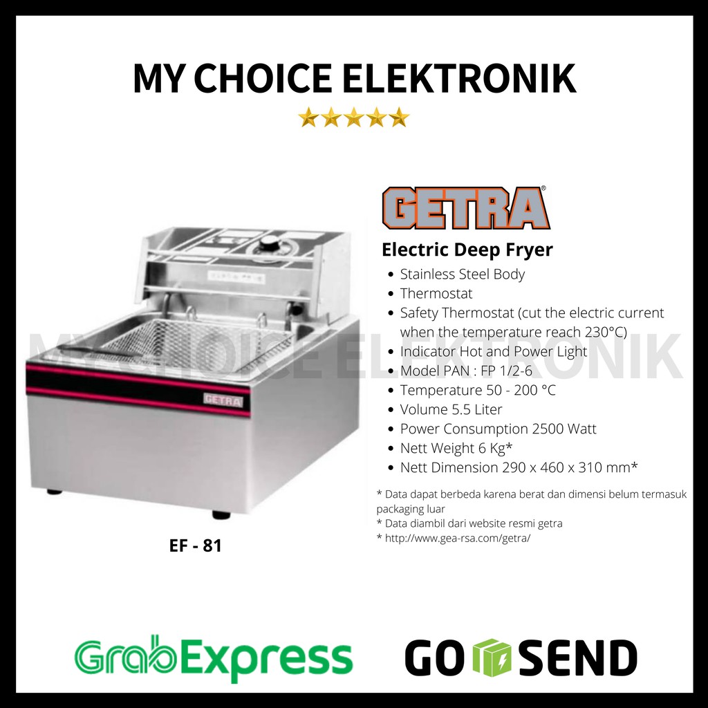 GETRA EF-81 ELECTRIC DEEP FRYER / MESIN PENGGORENG LISTRIK