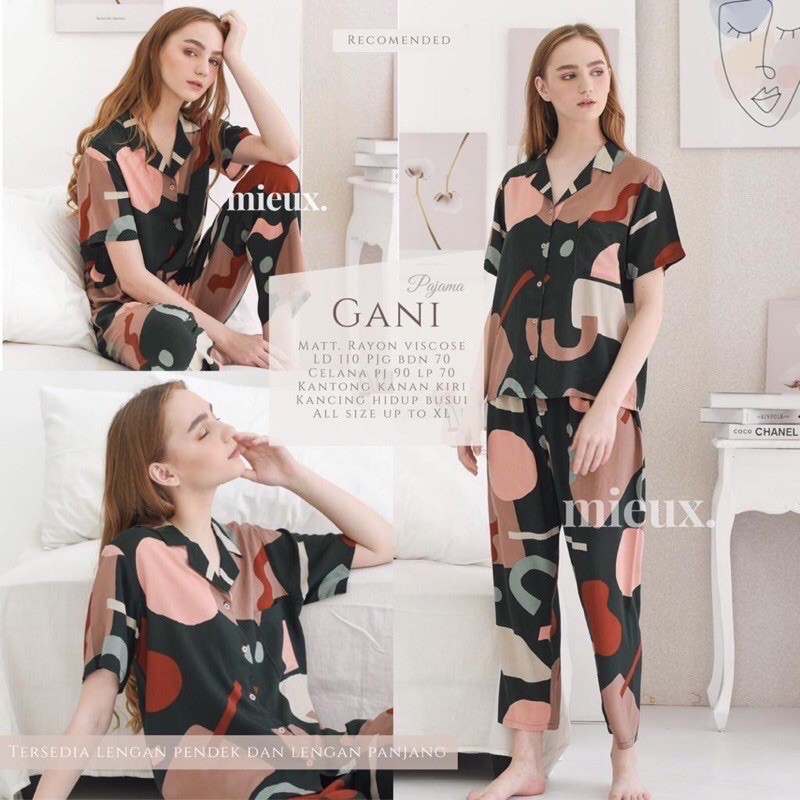 FREYA PAJAMA MIEUX // PAULA SET orinaura pajama motif original viena belle mieux-GANI PENDEK