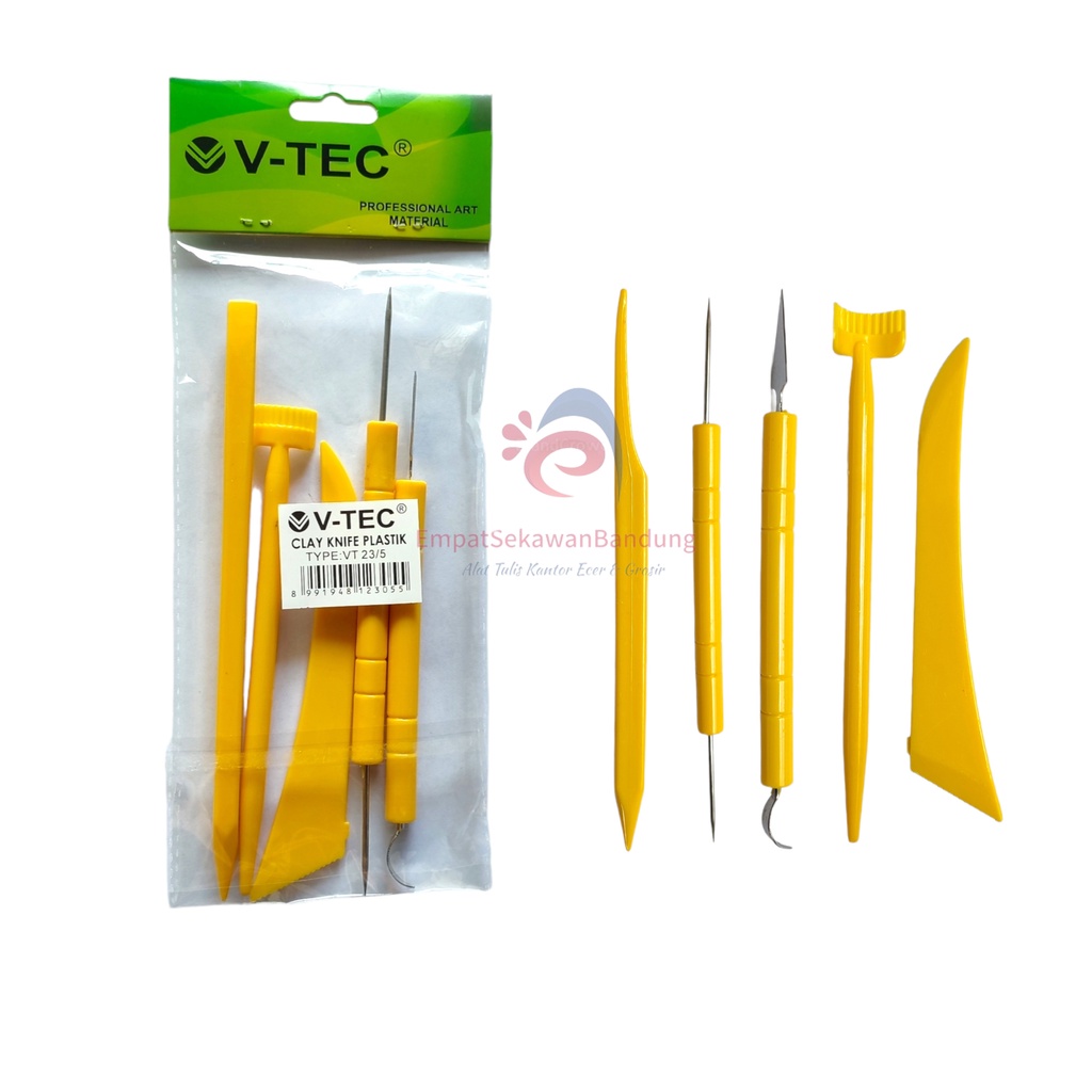 

V-Tec Clay Knife Plastik VT-23/5 Set 5 pcs / Vtec Pisau Ukir Clay / Pisau Ukir Tanah Lita Bahan Plastik – Set 5 SHESB