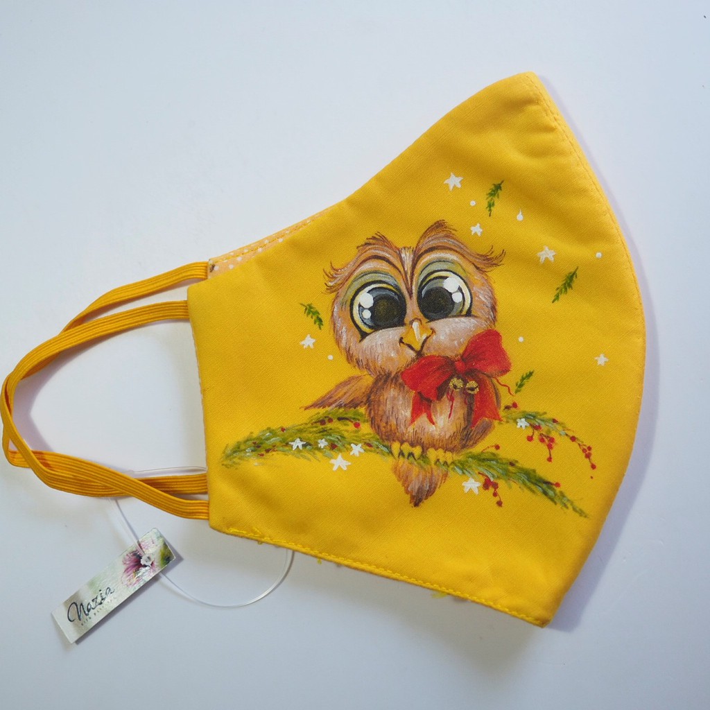 

Masker Katun Kuning Ekslusif 3-ply Lukis ( Baby Owl )