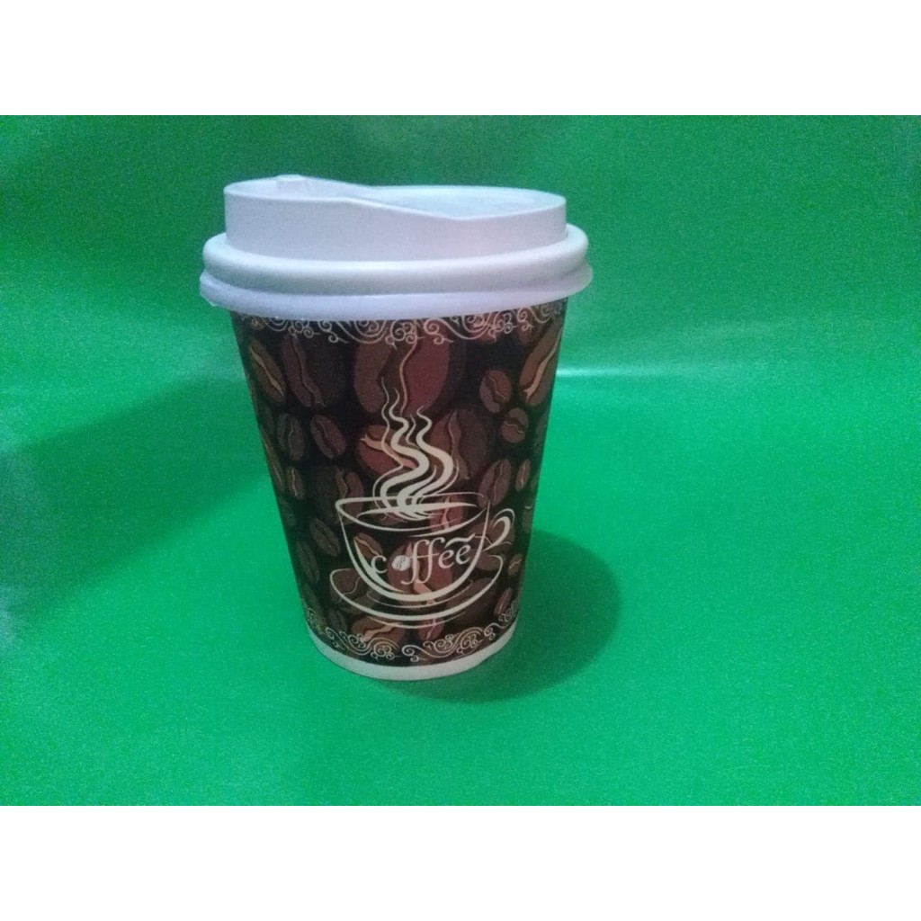 BARANG BAGUS!!! Gelas Paper Cup 8oz Kopi + Tutup 50pcs/Cup Kertas/Gelas Cup/Cup Gelas