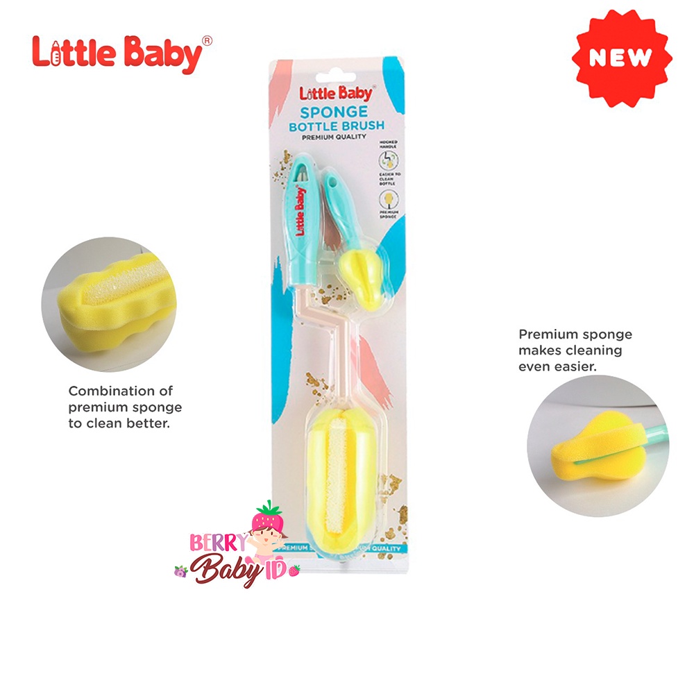 Little Baby 2-in-1 Bottle &amp; Nipple Sponge Brush Sikat Botol &amp; Dot Bayi Berry Mart